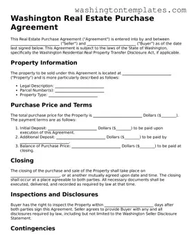 Legal Washington Real Estate Purchase Agreement Form