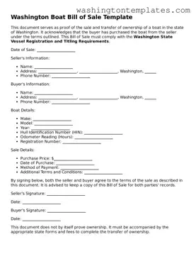 Legal Washington Boat Bill of Sale Form