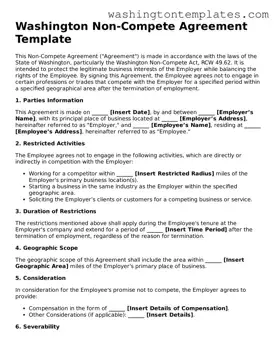 Legal Washington Non-compete Agreement Form