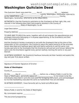 Legal Washington Quitclaim Deed Form