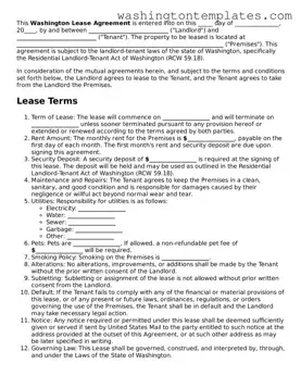 Legal Washington Lease Agreement Form
