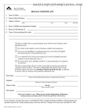 Get Washington Resale Certificate Template in PDF