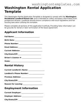 Legal Washington Rental Application Form