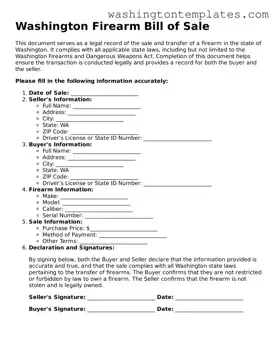 Legal Washington Firearm Bill of Sale Form