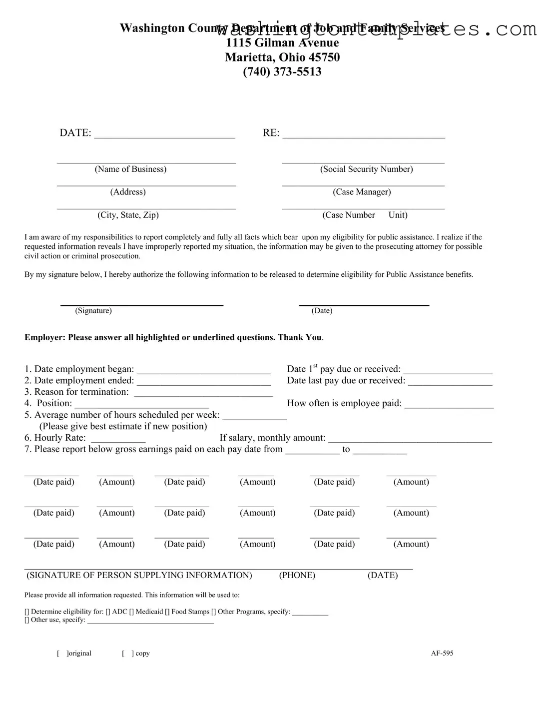 Get Washington Af 595 Template in PDF