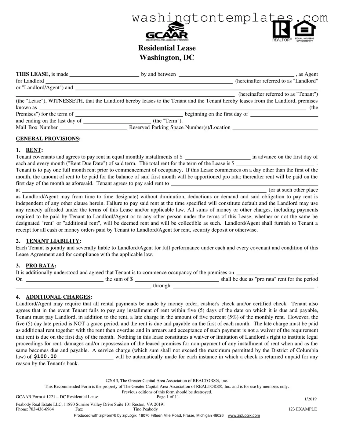 Get Washington Dc Residential Lease Agreement Template in PDF