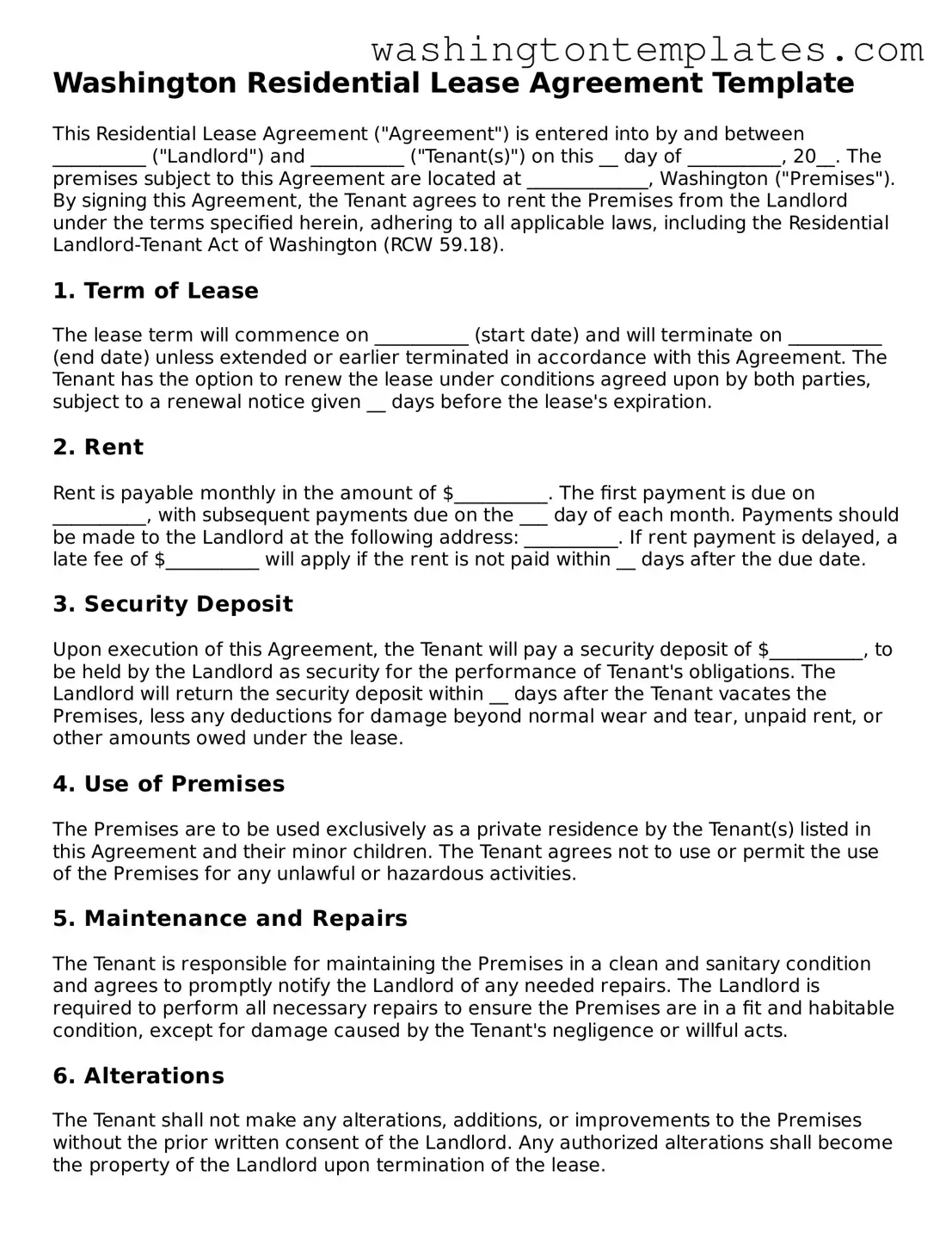 Make your washington residential lease agreement using our printable form